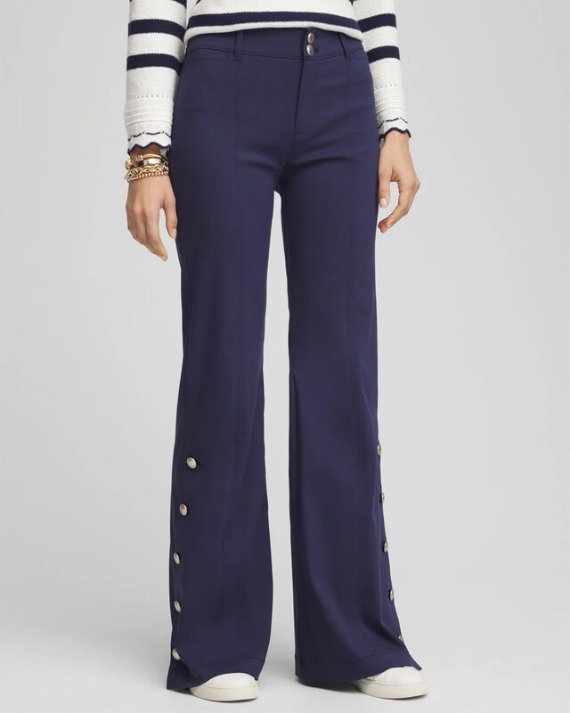 Button Detail Wide-Leg Pants - image 1